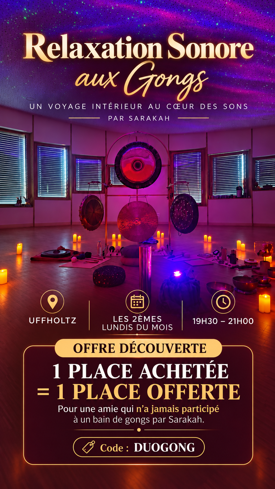 Gong Méditation – Voyage sonore immersif aux Gongs Planétaires® Uffholtz